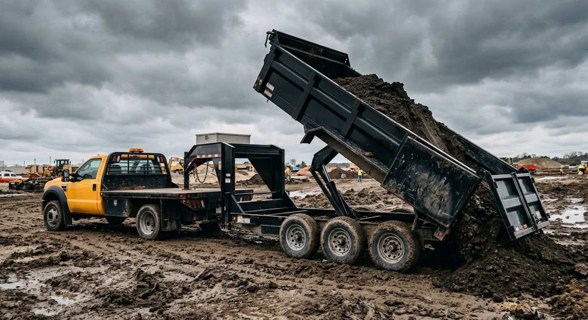 16-foot dump trailer used for hauling vehicles, equipment and bulk materials